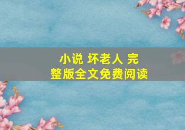 小说 坏老人 完整版全文免费阅读